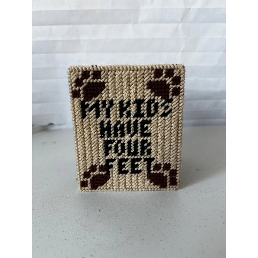 Handmade Tissue Box Cover  My Kids Have Four Feet  Pet Mom-Dad Decor